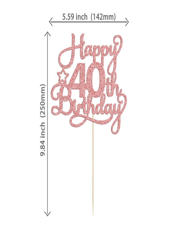 Ephlyn 1 Pack Happy 40th Birthday Cake Topper Rose Gold Glitter 40 & Fabulous Cheers to 40 Years Old 40th Birthday Cake Pick for Celebrating 40th Birthday Anniversary Party Cake Decorations Supplies - Image 2